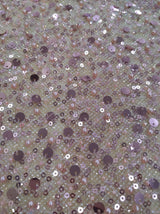 All Over Beads And Sequins Bridal Lace Polyester Fabric - Blush Pink And Light Ivory, Mesh With Beads, Sequins And Pearls, 59/60" Width (1 Yard)