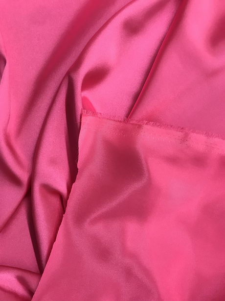 Charmeuse Polyester Fabric - Hot Pink, 58-59" Width (1 Yard)