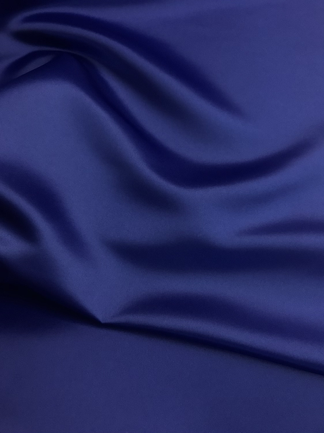 Peau De Soie Dull Satin Polyester Fabric - Dark Royal Blue, 58/59" Width (1 Yard)
