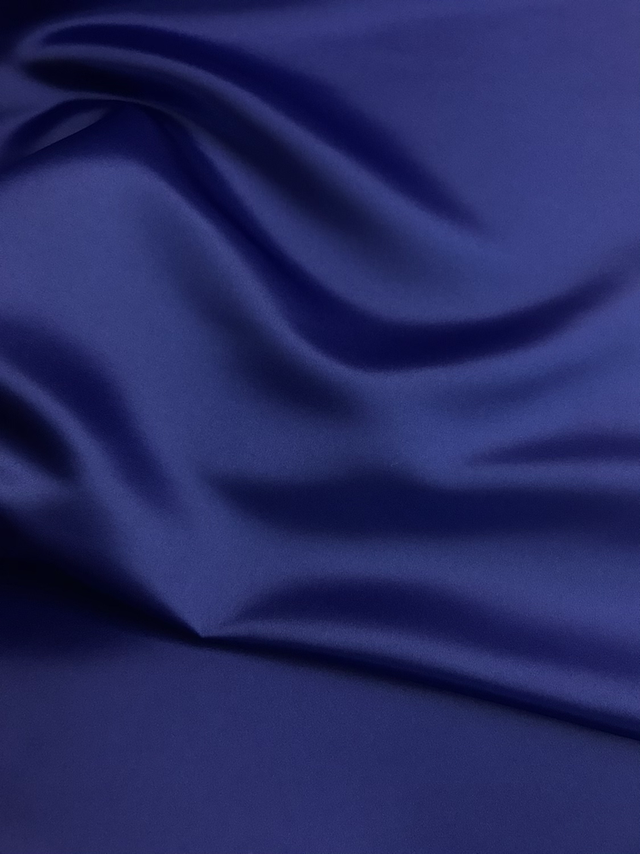 Peau De Soie Dull Satin Polyester Fabric - Dark Royal Blue, 58/59" Width (1 Yard)