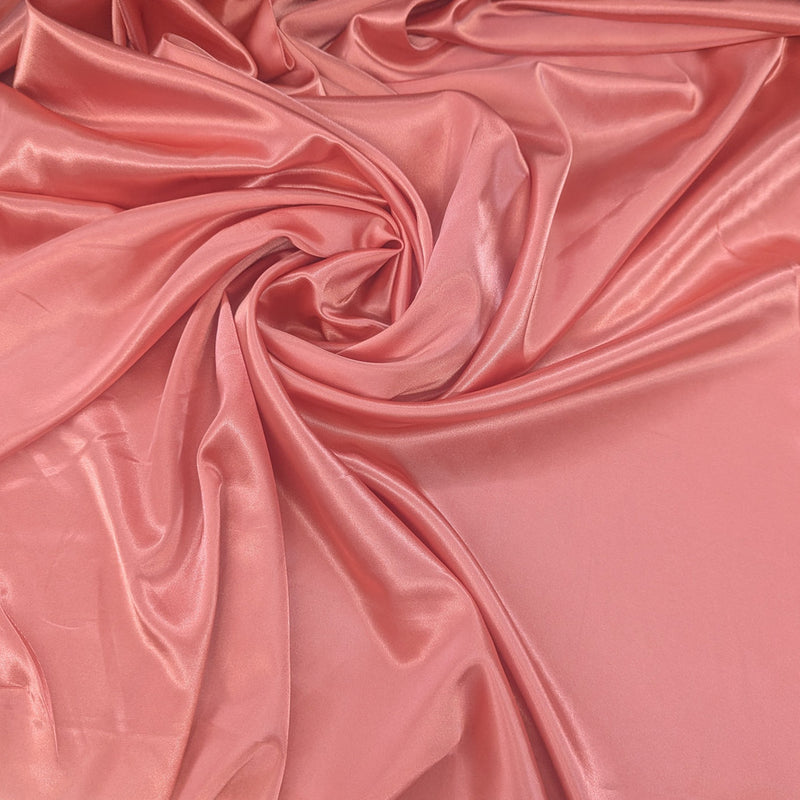 Coral Stretch Charmeuse Polyester Spandex Fabric - Coral, 58/59" Width (1 Yard)