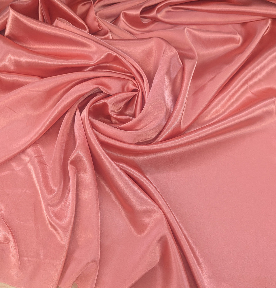 Coral Stretch Charmeuse Polyester Spandex Fabric - Coral, 58/59" Width (1 Yard)