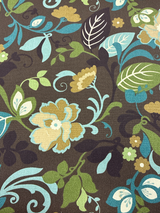 Floral Print Canvas Cotton Fabric - Brown/Green Floral Print, 55/56" Width (1 Yard)