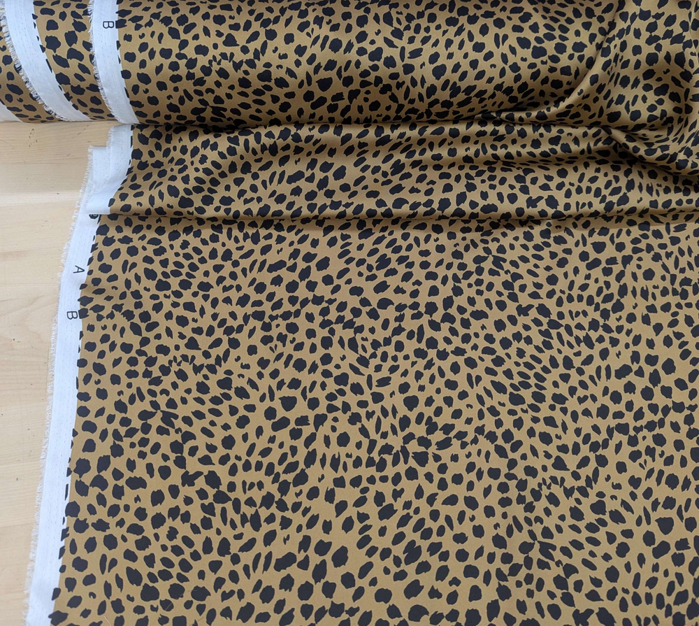 Printed Charmeuse Animal Print 100% Polyester Fabric - Light Brown/Tan Animal Print, 58/59" Width (1 Yard)