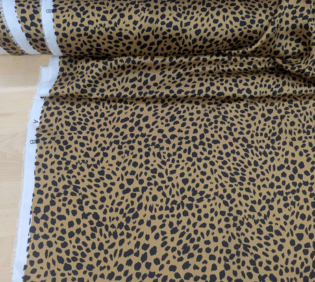 Printed Charmeuse Animal Print 100% Polyester Fabric - Light Brown/Tan Animal Print, 58/59" Width (1 Yard)