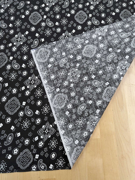 Bandana Poly Cotton Fabric - Paisley Bandana Print, Black, Red, Pink, Royal Blue, Yellow, 59/60" Width (1 Yard)