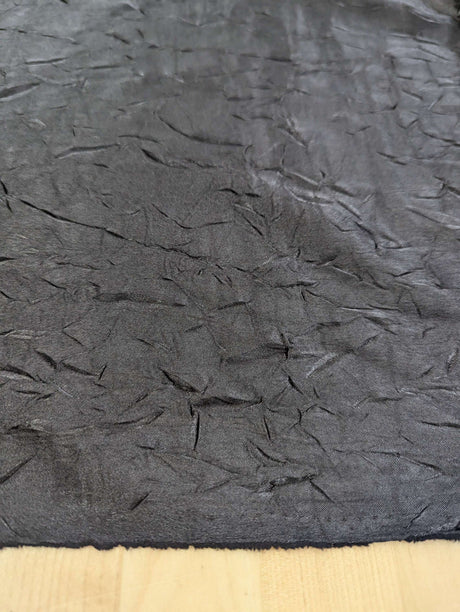 Black Crushed Charmeuse Polyester Fabric - Black, Crushed Finish, 54" Width (1 Yard)