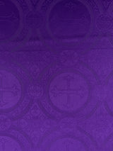 Church Cross Brocade Polyester Fabric - Matte Finish, Cross Pattern, 58/59" Width, 5 Colors (1 Yard)