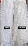 Regina Polyester Lace Fabric - White, Off-White, Black, Bridal Floral Embroidered Mesh, Scalloped Edges, 51/52" Width (1 Yard)