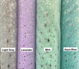 Foil Star Polyester Organza Fabric - Multiple Colors, Silver Foil Stars, 58/59" Width (1 Yard)