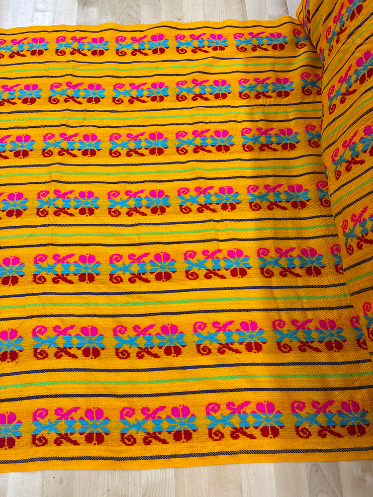 Ramo Amarillo Acrylic Fabric - Yellow Multicolor Horizontal Design, 30" Width (1 Yard)
