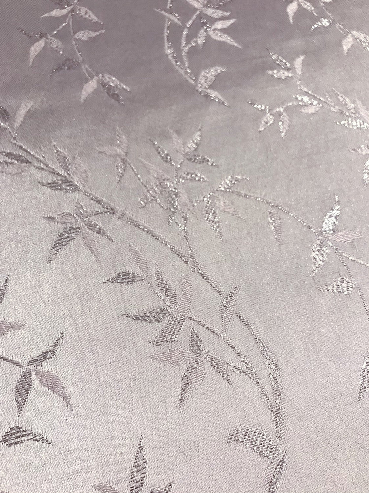Ice Pink Metallic Vine Polyester Brocade Fabric - Ice Pink, Metallic Silver Vine Pattern, 58/59" Width (1 Yard)