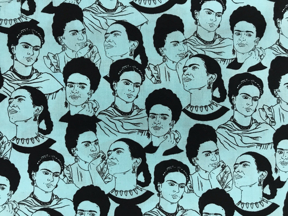 Robert Kaufman Frida Cotton Fabric - Blue Frida Face Print, 44/45" Width (1 Yard)