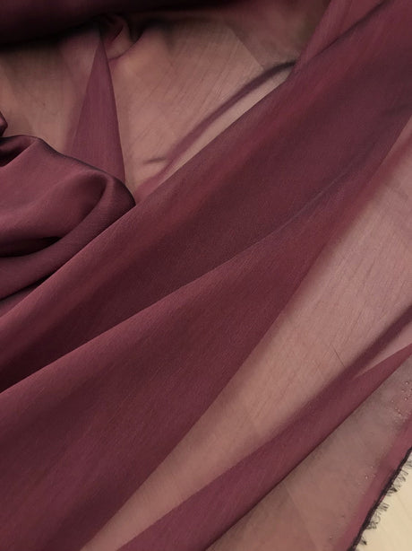 Two Tone Chiffon Polyester Fabric - Burgundy, Two Tone, 58/59" Width (1 Yard)