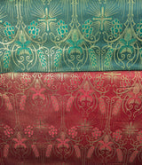 Church Metallic Brocade Wheat And Cross Polyester Brocade Fabric - Green, Red, Gold And Purple, Metallic Cross, Grapes And Wheat Jacquard, 58-59" Width (1 Yard)