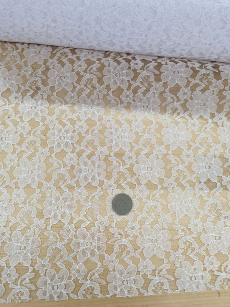 Raschel Lace 100 Percent Polyester Fabric - Floral Pattern, 58/59" Width (1 Yard)