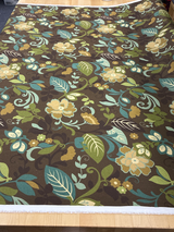 Floral Print Canvas Cotton Fabric - Brown/Green Floral Print, 55/56" Width (1 Yard)