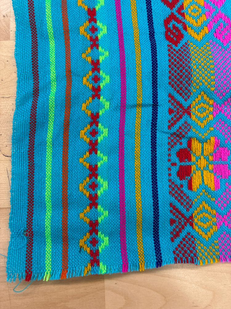 Atardecer Turquesa Acrylic Fabric - Turquoise Multicolor Horizontal Design, 30" Width (1 Yard)
