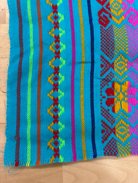 Atardecer Turquesa Acrylic Fabric - Turquoise Multicolor Horizontal Design, 30" Width (1 Yard)