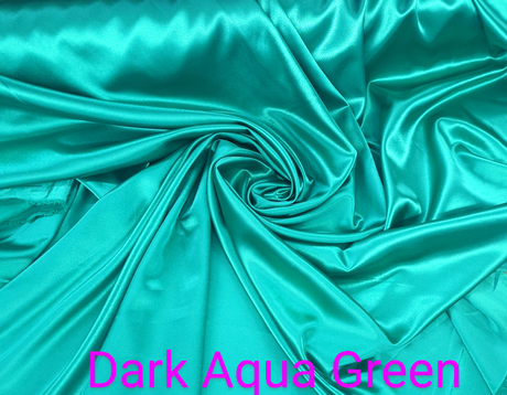 Stretch Charmeuse Polyester Spandex Fabric - Teal Blue, Teal Green, Dark Aqua Green, 58/59" Width (1 Yard)
