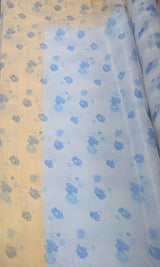 Organza With Flowers Polyester Fabric - Light Blue/Dark Blue Floral, 58/59" Width (1 Yard)