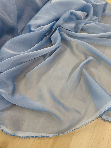 Two Tone Chiffon Polyester Fabric - Light Blue, 58/59" Width (1 Yard)