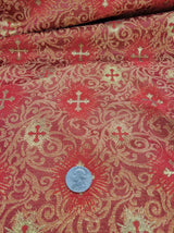 Small Metallic Cross Polyester Brocade Fabric - Multiple Colors, Small Metallic Cross Pattern, 58-59" Width (1 Yard)
