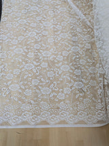 Floral Off White Lace Polyester/Nylon Fabric - Off White, Floral Pattern, 56/57" Width (1 Yard)