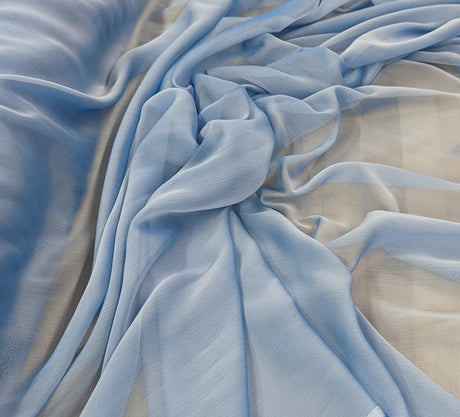 Two Tone Chiffon Polyester Fabric - Light Blue, 58/59" Width (1 Yard)