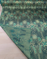 Church Metallic Brocade Wheat And Cross Polyester Brocade Fabric - Green, Red, Gold And Purple, Metallic Cross, Grapes And Wheat Jacquard, 58-59" Width (1 Yard)