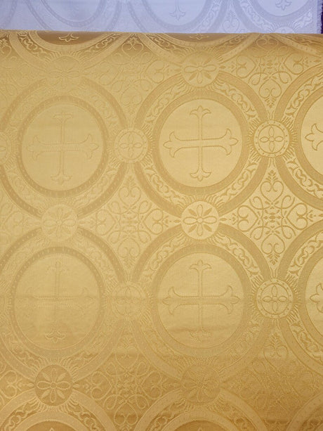 Church Cross Brocade Polyester Fabric - Matte Finish, Cross Pattern, 58/59" Width, 5 Colors (1 Yard)