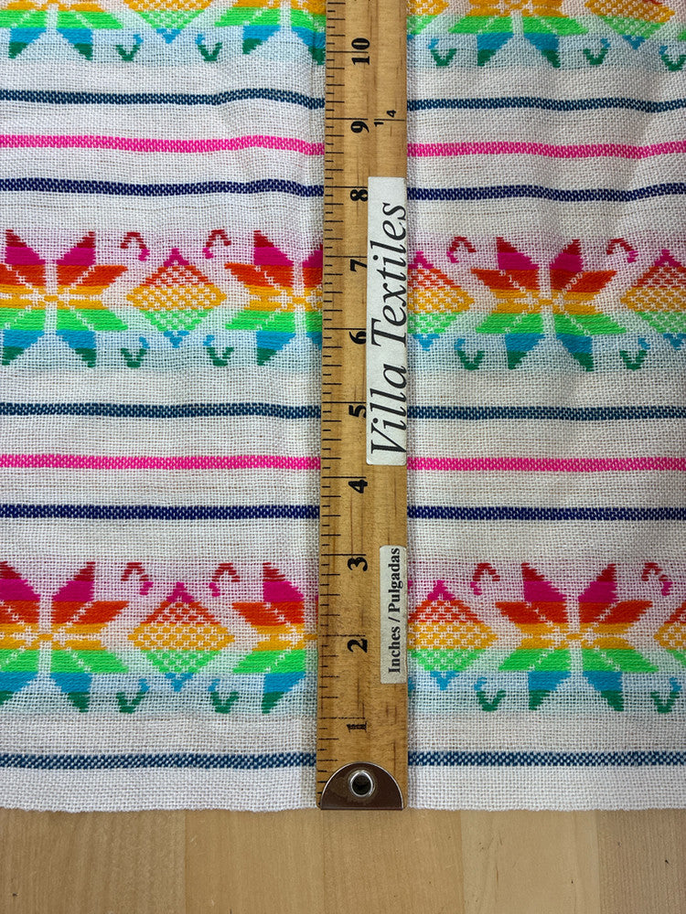 Serenata Multi Blanca Acrylic Fabric - White Multicolor Horizontal Pattern, 30" Width (1 Yard)