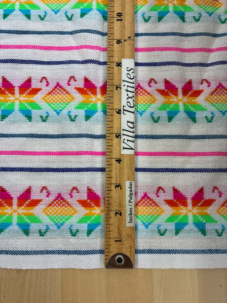 Serenata Multi Blanca Acrylic Fabric - White Multicolor Horizontal Pattern, 30" Width (1 Yard)