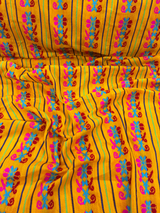 Ramo Amarillo Acrylic Fabric - Yellow Multicolor Horizontal Design, 30" Width (1 Yard)