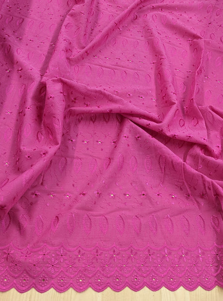 Cotton Eyelet Poly Cotton Fabric - Assorted Colors, Floral Eyelet Embroidery, Scalloped Borders, 44/45" Width (1 Yard)