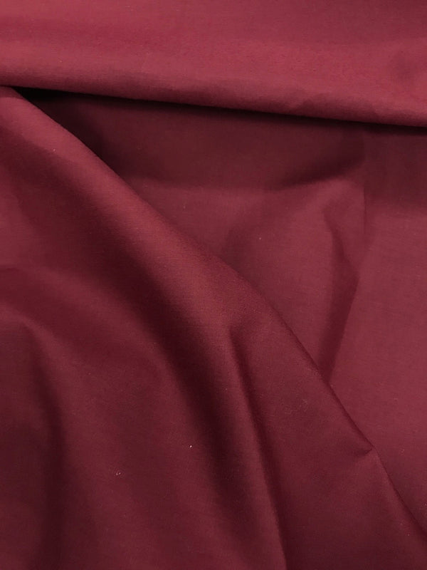 Burgundy Poly Cotton Fabric - Burgundy Solid, 58/59" Width (1 Yard)
