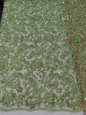 All Over Flowers With Sequins Polyester Lace Fabric - Multiple Colors, Floral Mesh With Metallic Thread, 50" Width (1 Yard)