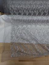 Glitter Lace Polyester Fabric - Sheer Mesh, Allover Glitter, 59/60" Design Width, 65/66" Total Width (1 Yard)