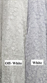 Daisy Bridal Lace Polyester Fabric - White, Off White, Pink, Small Flower Embroidery With Clear Sequins, 50-51" Width (1 Yard)