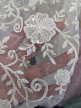 Elizabeth Bridal Lace Polyester Fabric - Multiple Colors, Floral Embroidered Mesh With Sequins, 49/50" Width (1 Yard)