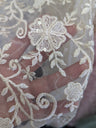 Elizabeth Bridal Lace Polyester Fabric - Multiple Colors, Floral Embroidered Mesh With Sequins, 49/50" Width (1 Yard)
