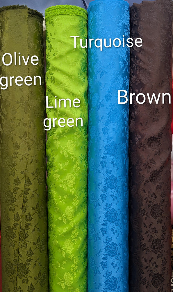Satin Brocade Polyester Fabric - Multiple Colors, Floral Jacquard, 58/59" Width (1 Yard)