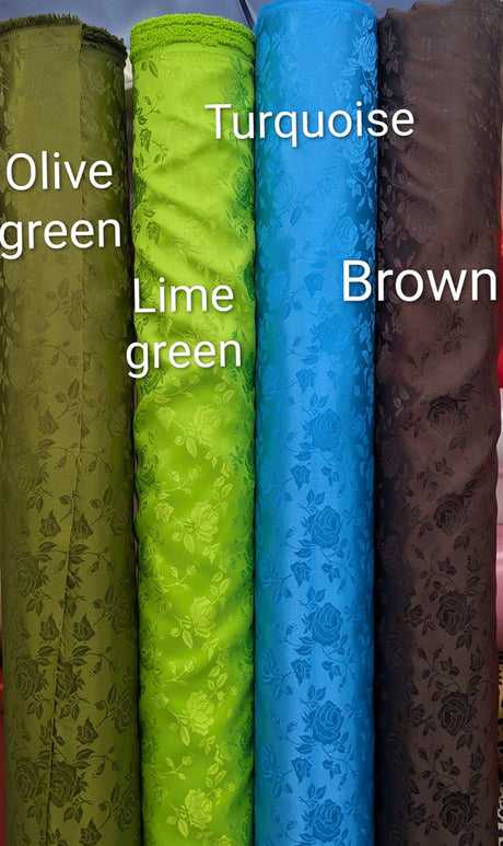 Satin Brocade Polyester Fabric - Multiple Colors, Floral Jacquard, 58/59" Width (1 Yard)