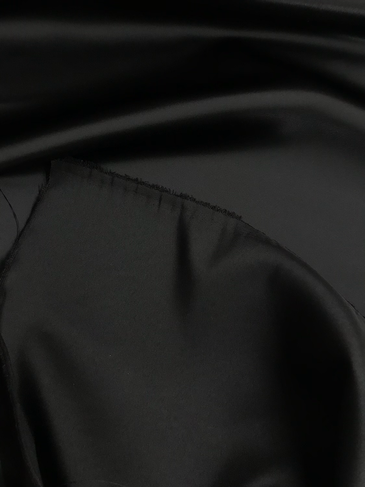 Dull Satin (Peau De Soie) Polyester Fabric - Black, 58/59" Width (1 Yard)