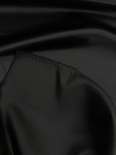 Dull Satin (Peau De Soie) Polyester Fabric - Black, 58/59" Width (1 Yard)