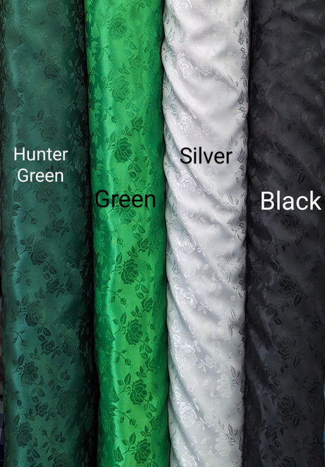 Satin Brocade Polyester Fabric - Multiple Colors, Floral Jacquard, 58/59" Width (1 Yard)