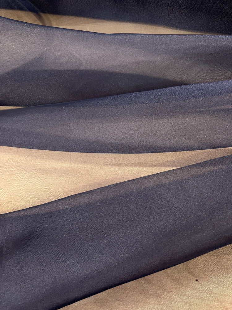 Crystal Organza Polyester Fabric - Navy Blue, Sheer With Shine, 58/59" Width (1 Yard)