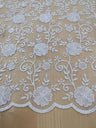 Elizabeth Bridal Lace Polyester Fabric - Multiple Colors, Floral Embroidered Mesh With Sequins, 49/50" Width (1 Yard)