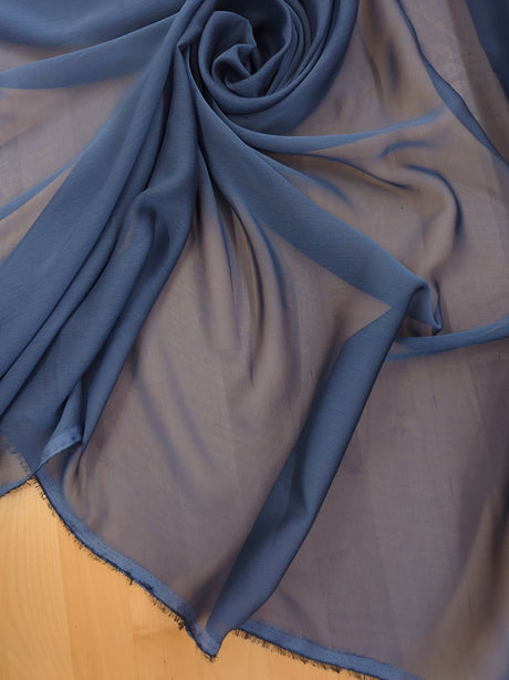 Two Tone Chiffon Polyester Fabric - Steel Blue, Sheer Lightweight, 58/59" Width (1 Yard)