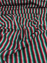 Zapata Tri Color Acrylic Fabric - Black With White, Red And Green Horizontal Stripes, 30" Width (1 Yard)